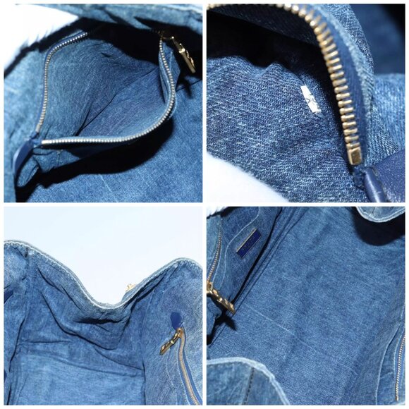 PRADA Canapa MM Hand Bag Denim Blue Auth - Picture 15 of 16